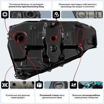 16 999 р. Топливный бак ORKA Toyota Corolla Verso AR10 (2004-2009) (стальной (антикоррозия))  с доставкой в г. Омск. Увеличить фотографию 18