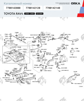 27 999 р. Топливный бак Бензин ORKA Toyota RAV4 CA20 3 дв. дорестайлинг (2000-2003) (антикоррозия)  с доставкой в г. Омск. Увеличить фотографию 19