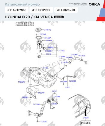 10 849 р. Топливный бак сталь (антикоррозия) Hyundai i20 PB хэтчбэк дорестайлинг (2008-2012)  с доставкой в г. Омск. Увеличить фотографию 11