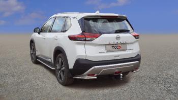 14 899 р. Защита заднего бампера (уголки) d 42,4 мм ТСС Тюнинг  Nissan X-trail  4 T33 (2021-2024) дорестайлинг (нержавейка)  с доставкой в г. Омск. Увеличить фотографию 1