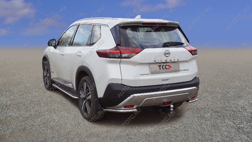 14 899 р. Защита заднего бампера (уголки) d 42,4 мм ТСС Тюнинг  Nissan X-trail  4 T33 (2021-2024) дорестайлинг (нержавейка)  с доставкой в г. Омск