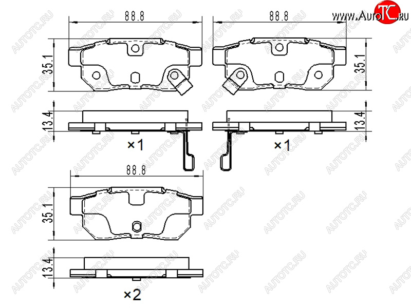 649 р. Колодки тормозные задние RH-LH SAT  Honda Fit ( GP,GK,  3,  3 GP,GK) (2013-2020)  дорестайлинг, GP,GK 1-ый рестайлинг, 2-ой рестайлинг  с доставкой в г. Омск