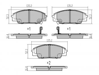 Колодки тормозные перед FL-FR SAT Honda Civic FN купе дорестайлинг (2005-2008)