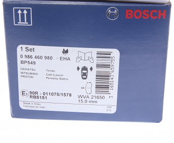 1 289 р. Колодки тормозные передние (4шт.) BOSCH Mitsubishi Colt Z20, Z30 хэтчбэк 3 дв. рестайлинг (2008-2012)  с доставкой в г. Омск. Увеличить фотографию 4