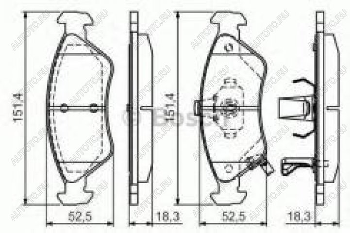 1 329 р. Колодки тормозные передние (4шт.) BOSCH KIA Clarus K9A седан дорестайлинг (1996-1998)  с доставкой в г. Омск