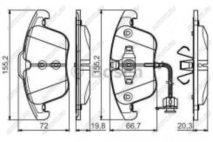 4 199 р. Колодки тормозные передние (4шт.) BOSCH Audi A4 B8 дорестайлинг, седан (2007-2011)  с доставкой в г. Омск