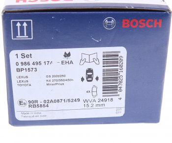 2 599 р. Колодки тормозные задние (4шт.) BOSCH Toyota Highlander XU50 дорестайлинг (2013-2017)  с доставкой в г. Омск. Увеличить фотографию 4