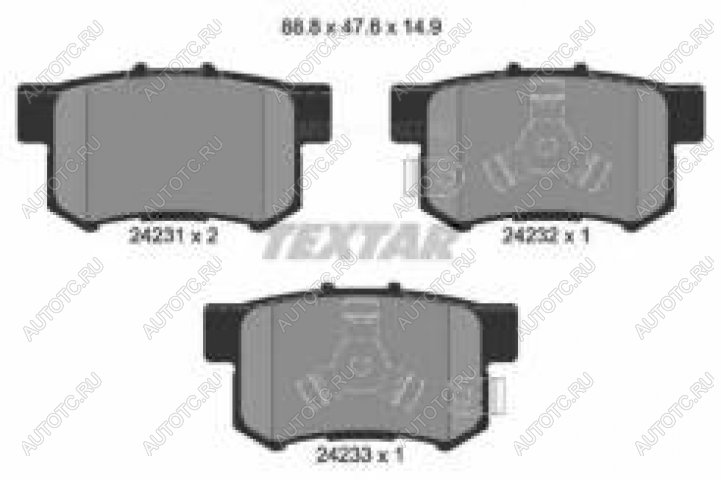 3 099 р. Колодки тормозные задние (4шт.) TEXTAR Honda CR-V RD4,RD5,RD6,RD7,RD9  дорестайлинг (2001-2004)  с доставкой в г. Омск