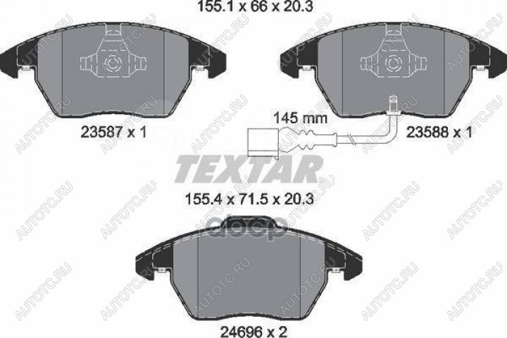 5 199 р. Колодки тормозные передние (4шт.) TEXTAR Audi A1 8X1 хэтчбэк 3 дв. дорестайлинг (2010-2014)  с доставкой в г. Омск