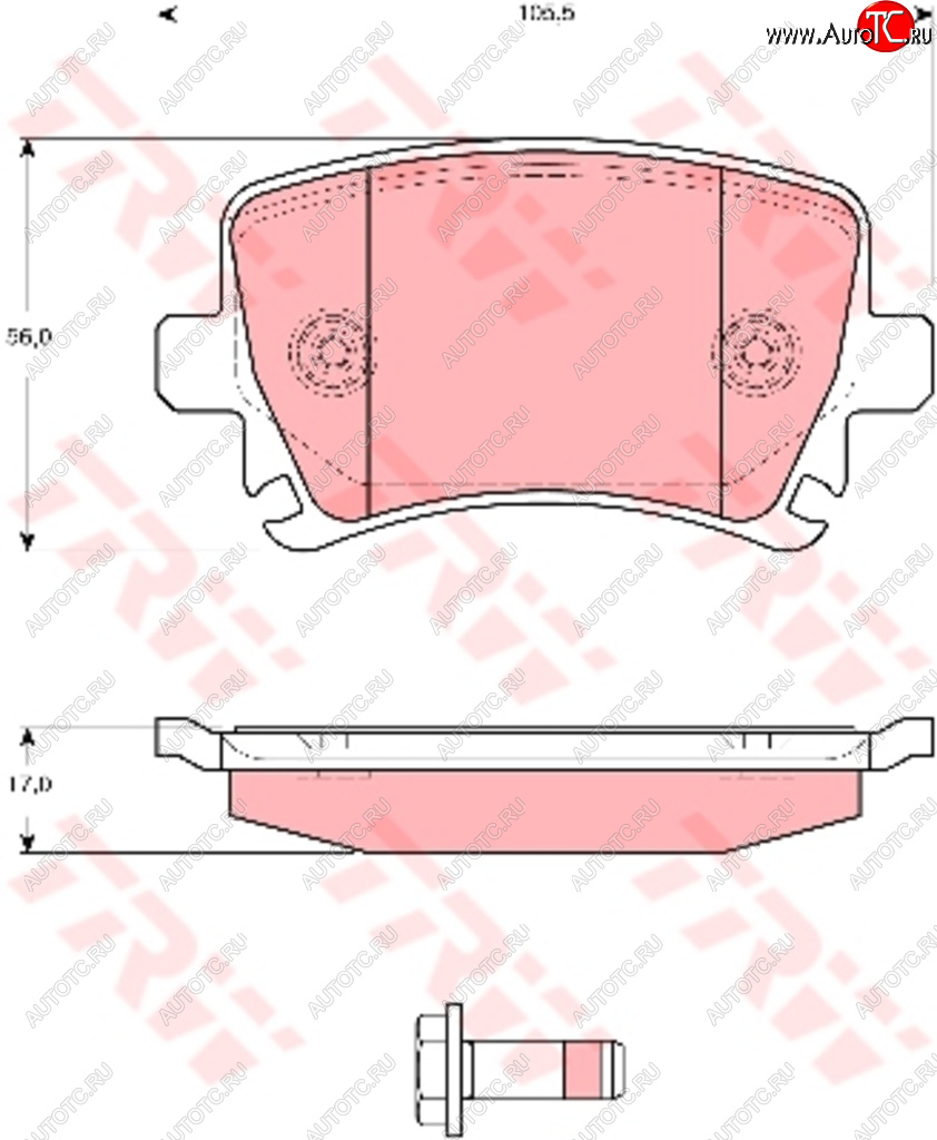 3 489 р. Колодки тормозные передние (4шт.) TRW Audi A3 8V1 хэтчбэк 3 дв. дорестайлинг (2012-2016)  с доставкой в г. Омск