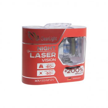 1 059 р. Лампа 12V H7 55W +200% (2шт.) Night Laser Vision CLEARLIGHT Renault Laguna X91 лифтбэк дорестайлинг (2007-2011)  с доставкой в г. Омск. Увеличить фотографию 1