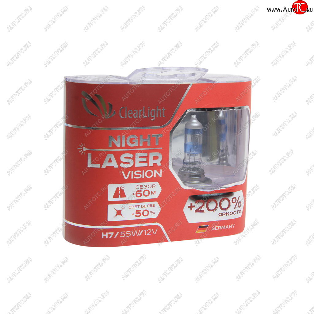 1 059 р. Лампа 12V H7 55W +200% (2шт.) Night Laser Vision CLEARLIGHT Renault Laguna X91 лифтбэк дорестайлинг (2007-2011)  с доставкой в г. Омск