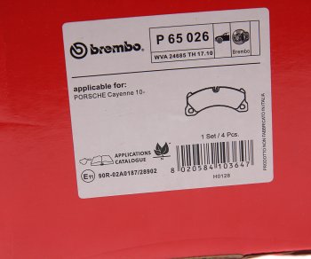 12 749 р. Колодки тормозные передние (4шт.) BREMBO Porsche Cayenne 958 (2010-2014)  с доставкой в г. Омск. Увеличить фотографию 4