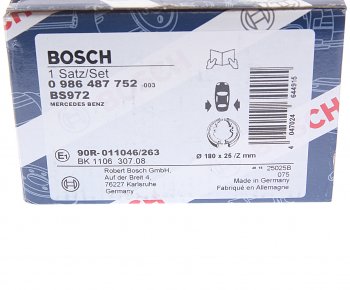 3 279 р. Колодки тормозные задние барабанные (4шт.) BOSCH Mercedes-Benz E-Class W212 дорестайлинг седан (2009-2012)  с доставкой в г. Омск. Увеличить фотографию 5