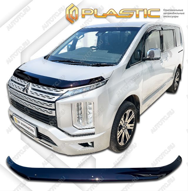 2 159 р. Дефлектор капота CA-Plastic  Mitsubishi Delica D:5  1 (2018-2025) рестайлинг (Classic черный)  с доставкой в г. Омск