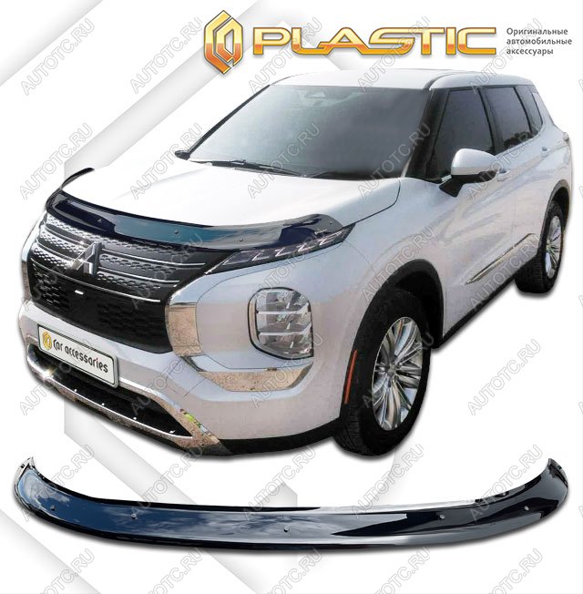 2 799 р. Дефлектор капота (exclusive) CA-Plastic  Mitsubishi Outlander  GF (2018-2022) 3-ий рестайлинг (Classic черный)  с доставкой в г. Омск