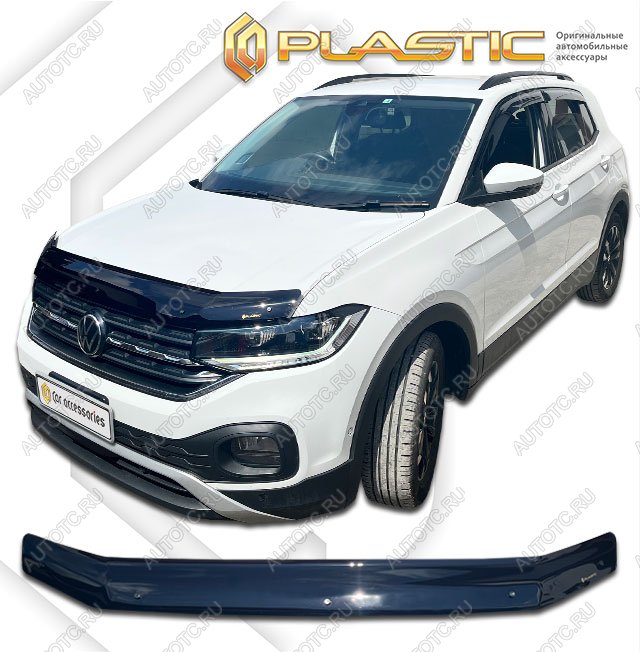 1 999 р. Дефлектор капота CA-Plastic  Volkswagen T-Cross (2019-2025) (серия Classic черный)  с доставкой в г. Омск