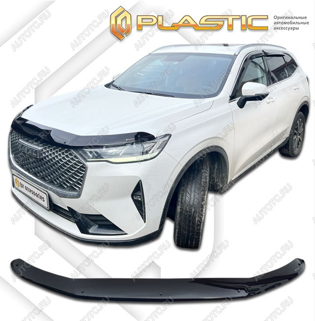 2 489 р. Дефлектор капота CA-Plastic  Haval H6 Coupe (2020-2022) рестайлинг (Classic черный, Без надписи)  с доставкой в г. Омск