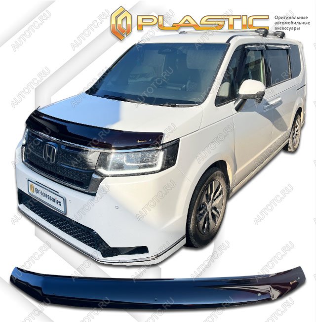 2 079 р.  Дефлектор капота (р. Японии) CA-Plastic  Honda StepWagon  RP6,RP7, RP8 (2022-2024) минивэн дорестайлинг (серия Classic черный)  с доставкой в г. Омск