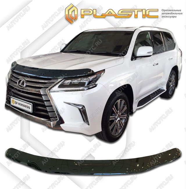 2 299 р. Дефлектор капота CA-Plastic  Lexus LX500d  J310 (2021-2022) (серия Classic черный)  с доставкой в г. Омск