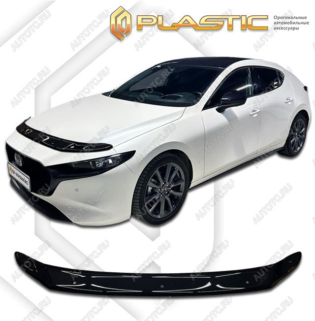 2 079 р. Дефлектор капота CA-Plastic  Mazda 3/Axela  BP (2019-2025) хэтчбэк (серия Classic черный)  с доставкой в г. Омск