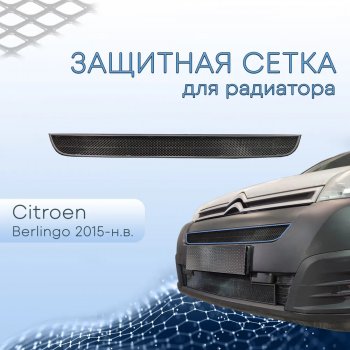 2 999 р. Защитная сетка в бампер (низ, ячейка 3х7 мм) Alfeco Стандарт  CITROEN Berlingo  B9 (2015-2022) рестайлинг (Чёрная)  с доставкой в г. Омск. Увеличить фотографию 3