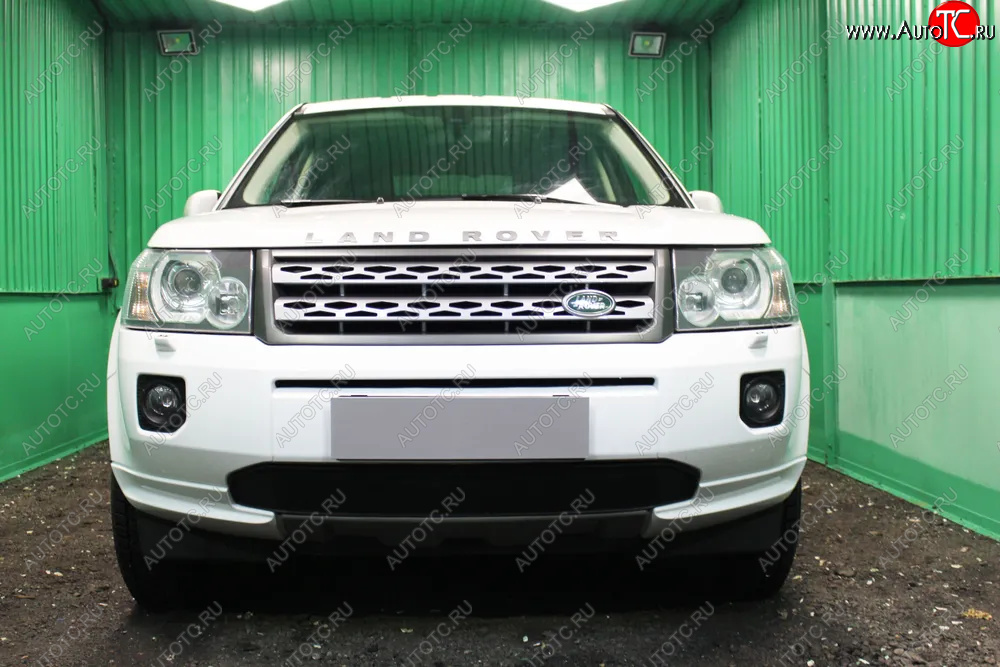 3 899 р. Защитная сетка в бампер (низ, ячейка 3х7 мм) Alfeco Стандарт Land Rover Freelander L359 1-ый рестайлинг (2010-2012) (Чёрная)  с доставкой в г. Омск