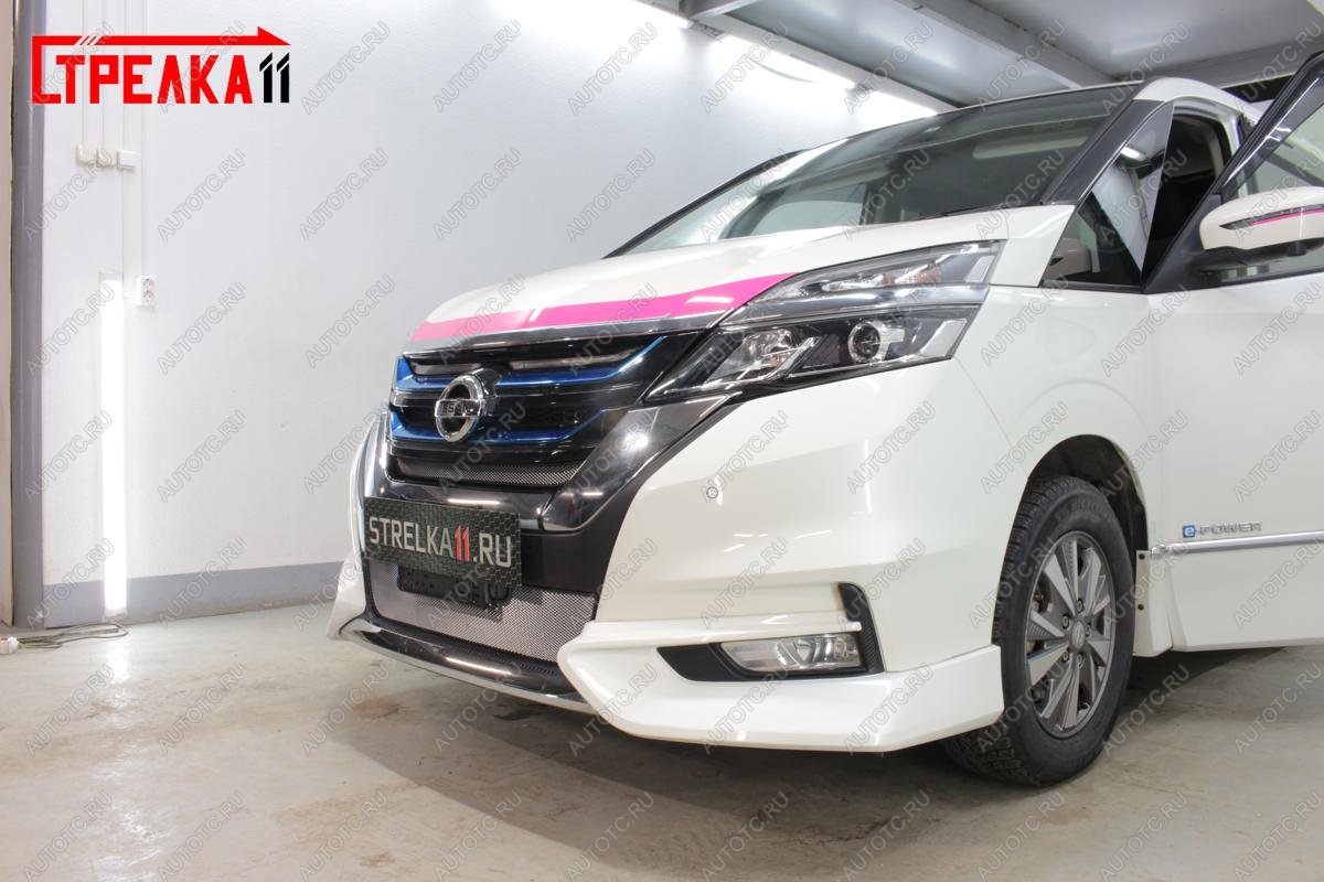 1 849 р. Защита радиатора (верх) Стрелка11 Стандарт  Nissan Serena  C27 (2016-2019) минивэн дорестайлинг (хром)  с доставкой в г. Омск