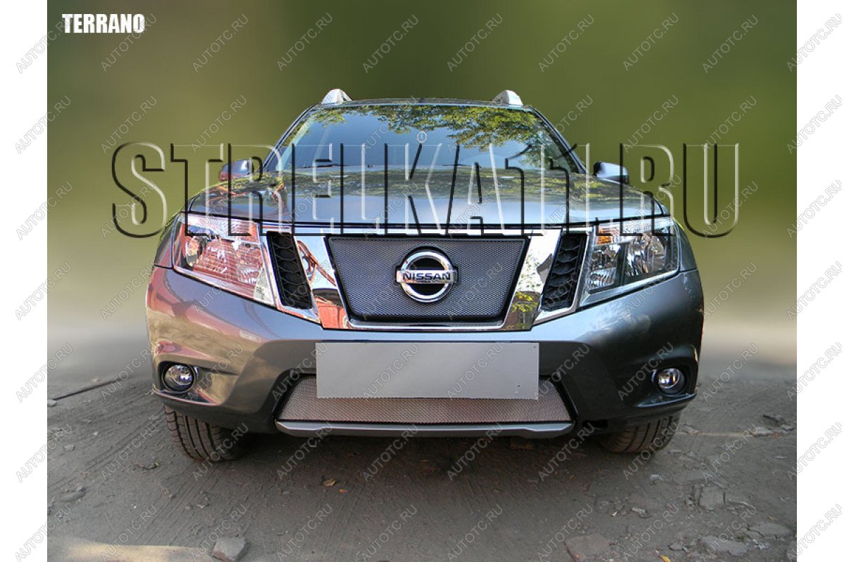 3 279 р. Защита радиатора (верх) Стрелка11 Стандарт  Nissan Terrano  D10 (2013-2016) дорестайлинг (черная)  с доставкой в г. Омск