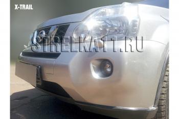 3 399 р. Защита радиатора (низ) Стрелка11 Стандарт  Nissan X-trail  2 T31 (2007-2011) дорестайлинг (черная)  с доставкой в г. Омск. Увеличить фотографию 2