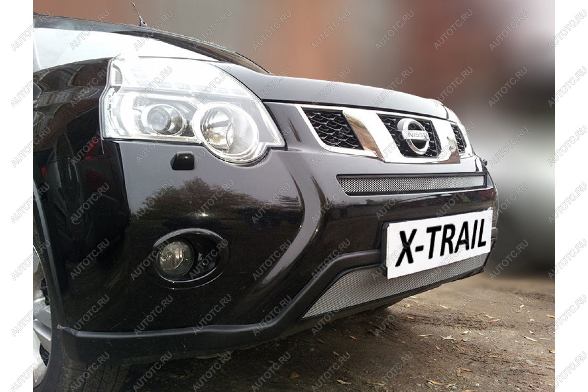 3 589 р. Защита радиатора (низ) Стрелка11 Стандарт  Nissan X-trail  2 T31 (2010-2015) рестайлинг (хром)  с доставкой в г. Омск