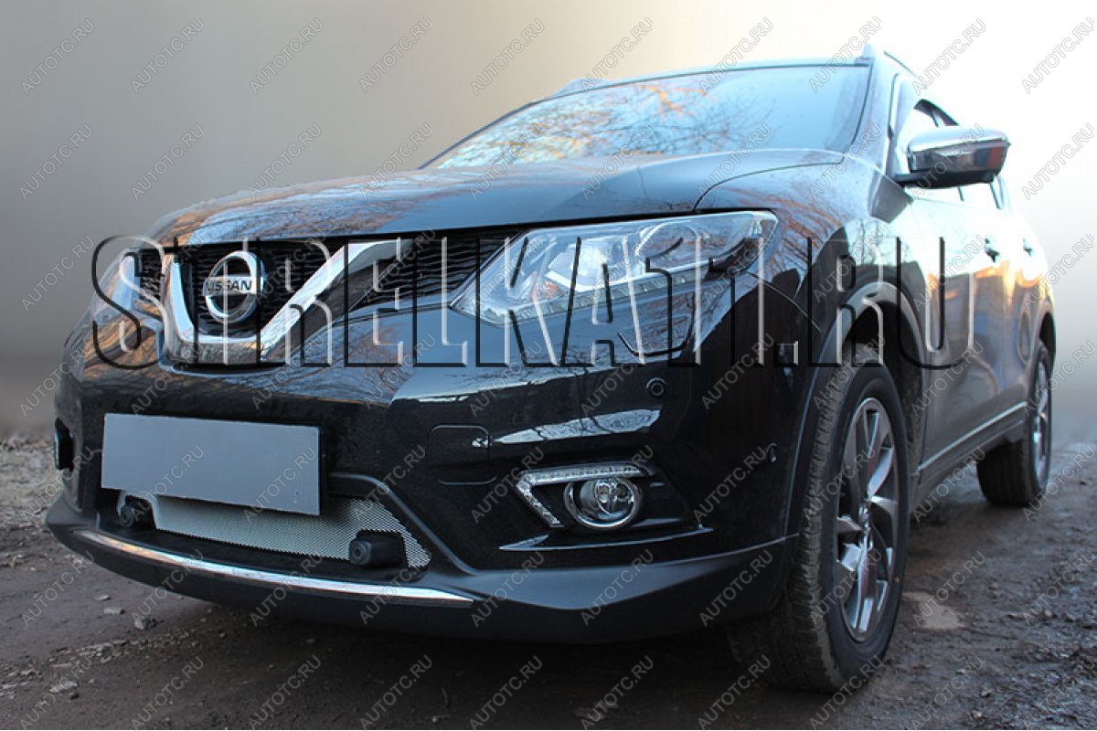 3 499 р. Защита радиатора (с парктроником низ) Стрелка11 Стандарт  Nissan X-trail  3 T32 (2013-2018) дорестайлинг (хром)  с доставкой в г. Омск