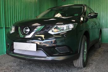 2 689 р. Защита радиатора (низ) Стандарт  Nissan X-trail  3 T32 (2013-2018) дорестайлинг (хром)  с доставкой в г. Омск. Увеличить фотографию 1