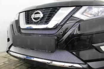 3 499 р. Защита радиатора (низ) Стрелка11 Стандарт  Nissan X-trail  3 T32 (2017-2022) рестайлинг (хром)  с доставкой в г. Омск. Увеличить фотографию 1