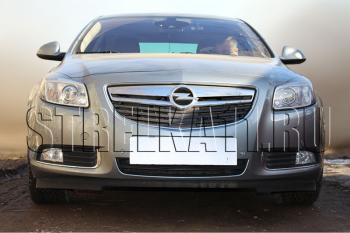 4 099 р. Защита радиатора Стрелка11 Стандарт  Opel Insignia ( A,  А) (2008-2013) дорестайлинг седан, дорестайлинг универсал, дорестайлинг, хэтчбэк (черная)  с доставкой в г. Омск. Увеличить фотографию 2