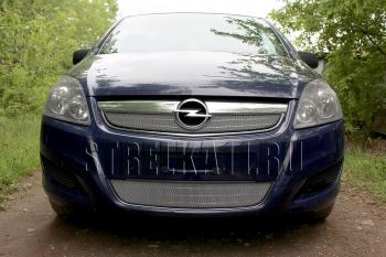 3 099 р. Защита радиатора (верх) Стрелка11 Стандарт  Opel Zafira  В (2007-2015) рестайлинг (хром)  с доставкой в г. Омск. Увеличить фотографию 1