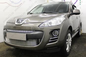 3 299 р. Защита радиатора (низ) Стрелка11 Стандарт  Peugeot 4007 (2007-2012) (хром)  с доставкой в г. Омск. Увеличить фотографию 2