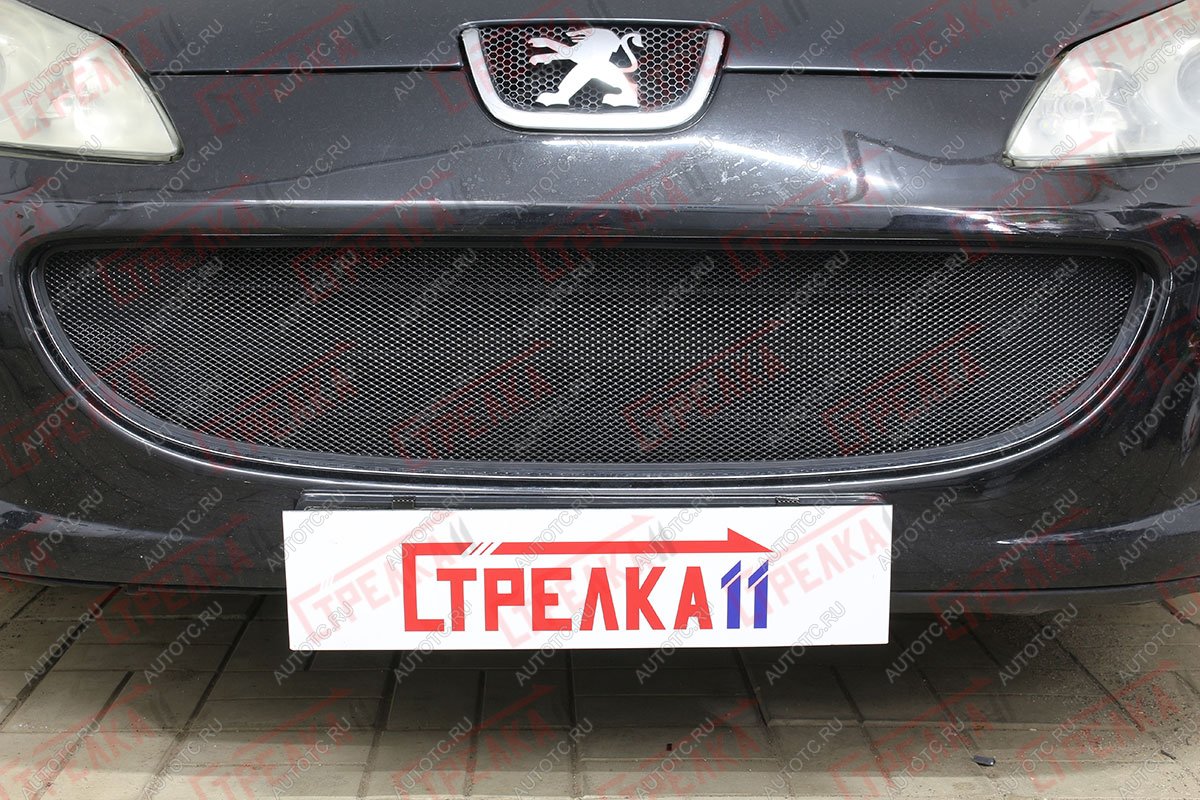 3 199 р. Защита радиатора (низ) Стрелка11 Стандарт  Peugeot 407 ( седан,  универсал) (2004-2011) (черная)  с доставкой в г. Омск