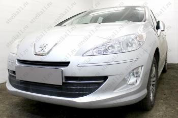 3 679 р. Защита радиатора (3 части) Стрелка11 Стандарт  Peugeot 408 (2010-2017)  дорестайлинг (черная)  с доставкой в г. Омск. Увеличить фотографию 2