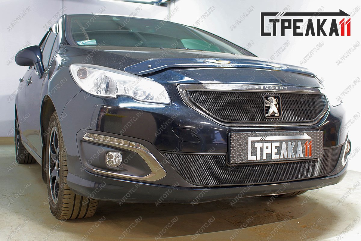 3 179 р. Защита радиатора (верх) Стрелка11 Стандарт  Peugeot 408 (2015-2022) рестайлинг (хром)  с доставкой в г. Омск