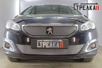 3 179 р. Защита радиатора (верх) Стрелка11 Стандарт  Peugeot 408 (2015-2022) рестайлинг (хром)  с доставкой в г. Омск. Увеличить фотографию 2