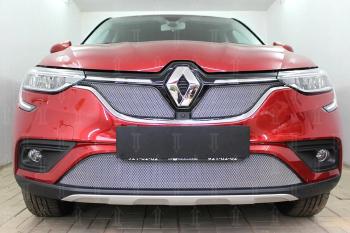 3 699 р. Защита радиатора (верх, 2 части) Стрелка11 Стандарт  Renault Arkana (2019-2024) (хром)  с доставкой в г. Омск. Увеличить фотографию 2