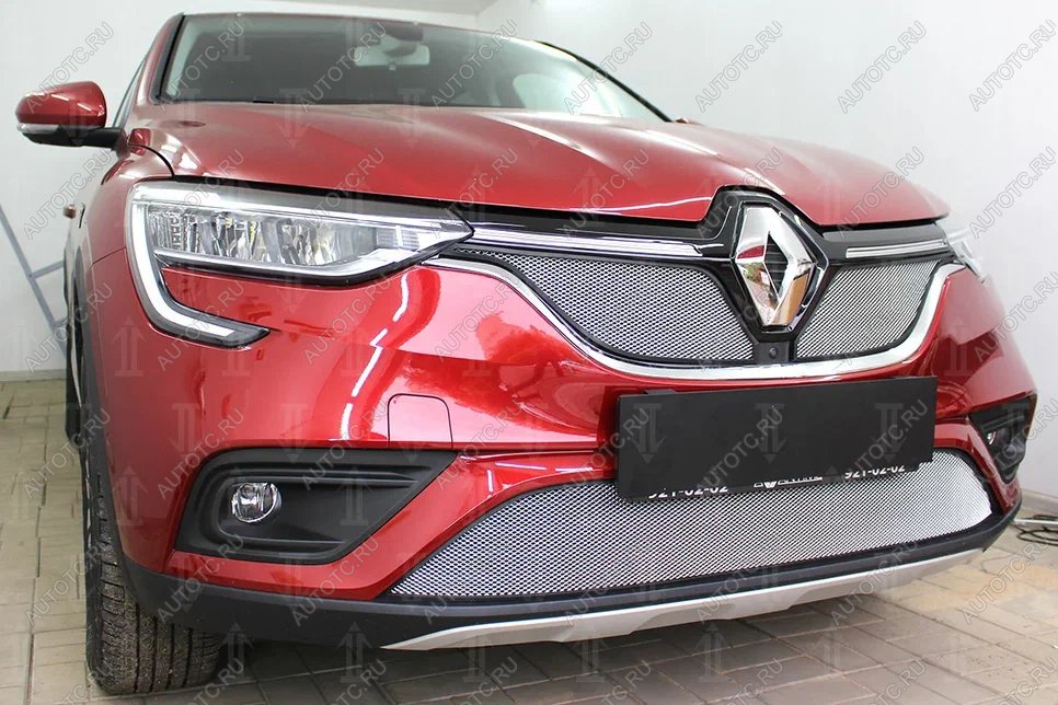 3 699 р. Защита радиатора (верх, 2 части) Стрелка11 Стандарт  Renault Arkana (2019-2024) (хром)  с доставкой в г. Омск