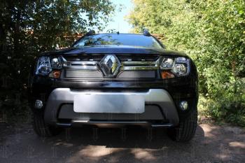 2 689 р. Защита радиатора (верх) Стрелка11 Стандарт  Renault Duster  HS (2015-2021) рестайлинг (хром)  с доставкой в г. Омск. Увеличить фотографию 3