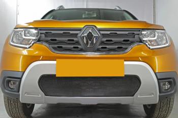 3 599 р. Защита радиатора (верх, 4 части) Стрелка11 Стандарт  Renault Duster  HM (2020-2024) (черная)  с доставкой в г. Омск. Увеличить фотографию 3