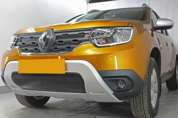 3 599 р. Защита радиатора (верх, 4 части) Стрелка11 Стандарт  Renault Duster  HM (2020-2024) (черная)  с доставкой в г. Омск. Увеличить фотографию 2