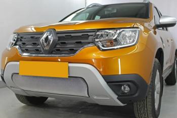 3 779 р. Защита радиатора (верх, 4 части) Стрелка11 Стандарт  Renault Duster  HM (2020-2024) (хром)  с доставкой в г. Омск. Увеличить фотографию 1