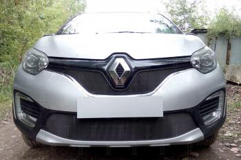 3 299 р. Защита радиатора (верх) Стрелка11 Стандарт  Renault Kaptur (2016-2020) дорестайлинг (черная)  с доставкой в г. Омск. Увеличить фотографию 2