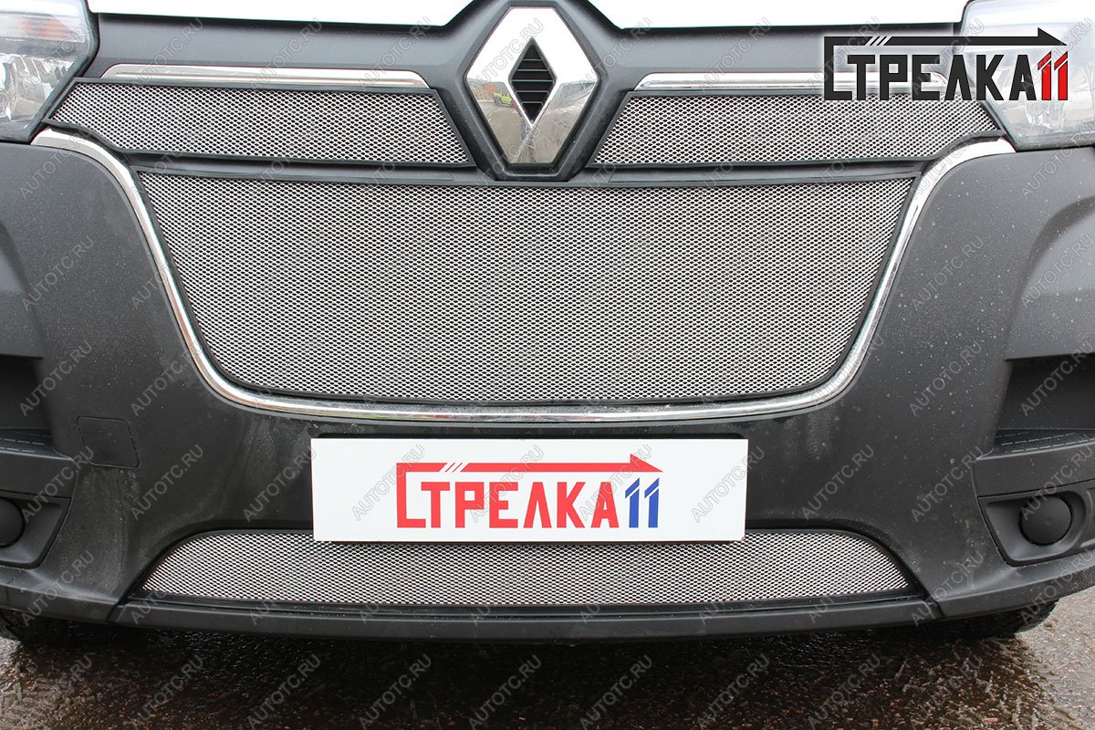 8 699 р. Защита радиатора (4 части) Стандарт  Renault Master  FV,JV (2019-2024) фургон 2-ой рестайлинг (хром)  с доставкой в г. Омск