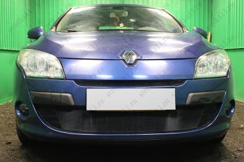 2 099 р. Защита радиатора (верх) Стандарт  Renault Megane  седан (2008-2012)  дорестайлинг (черная)  с доставкой в г. Омск. Увеличить фотографию 2